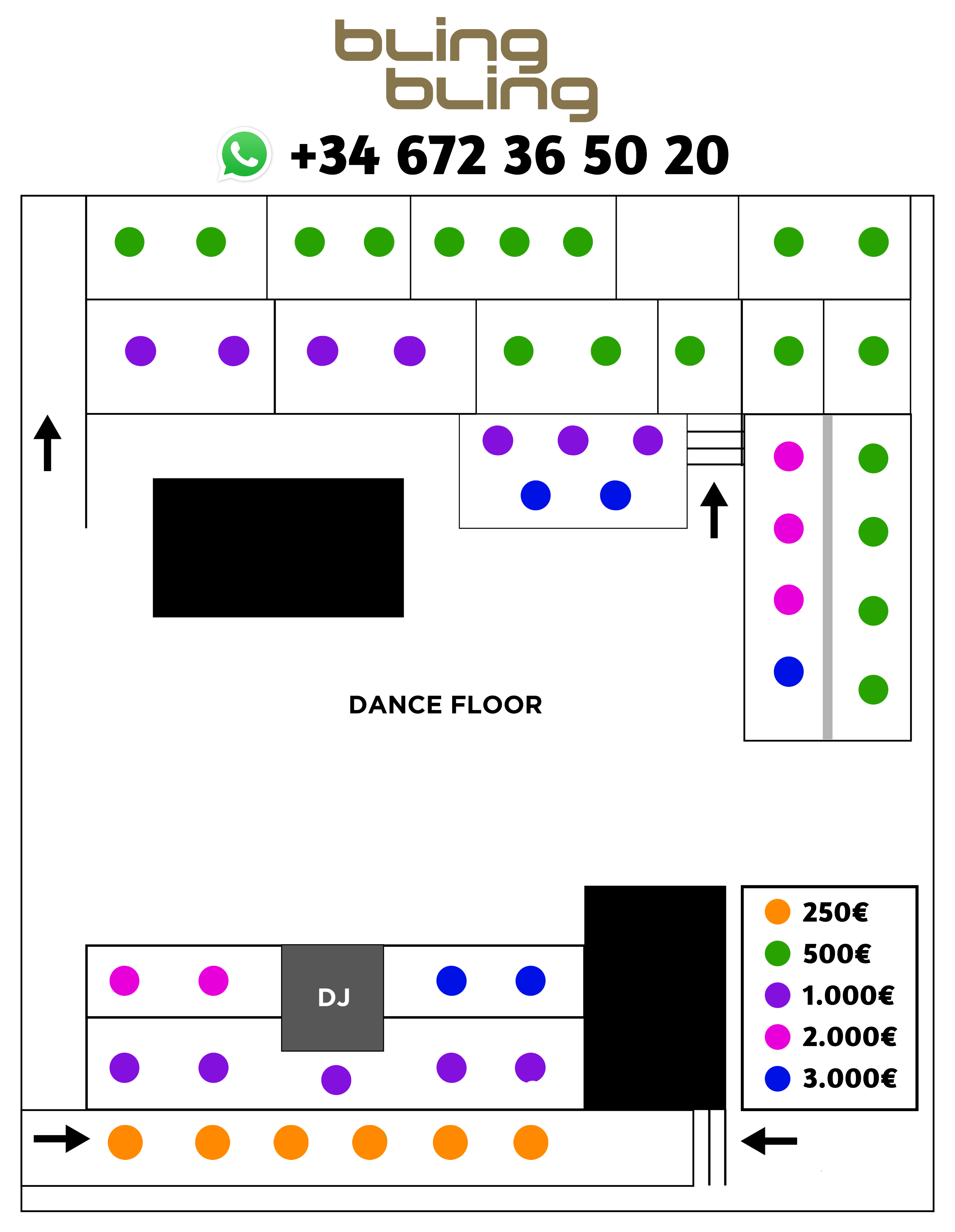 bling bling barcelona mesas vip mapa
