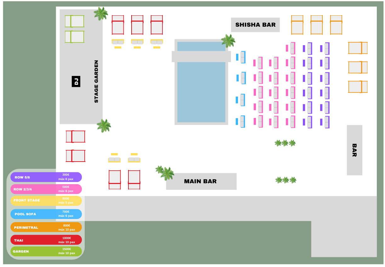 sea sea club mapa mesas vip